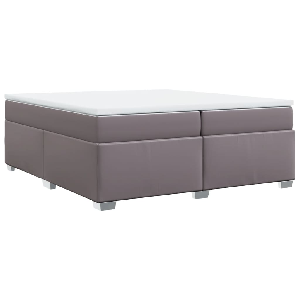 Boxspring met matras kunstleer grijs 200x200 cm