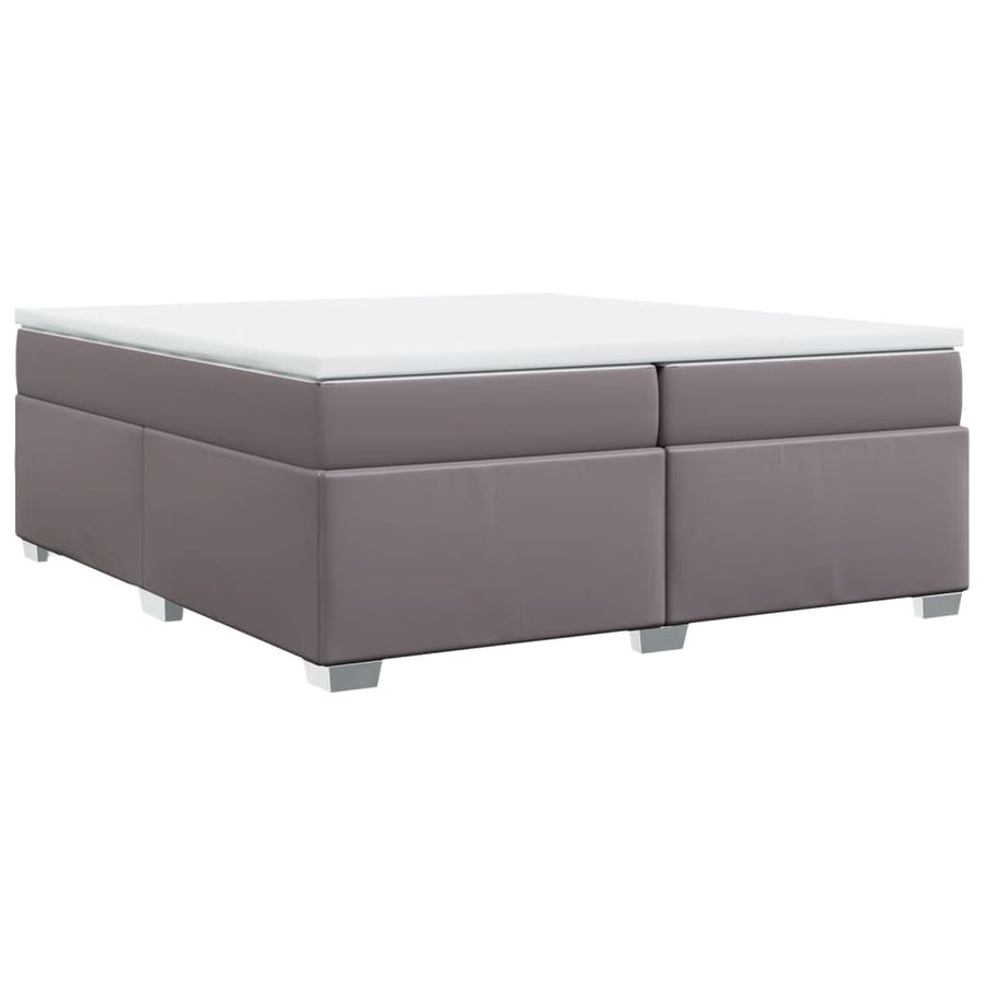 Boxspring met matras kunstleer grijs 200x200 cm
