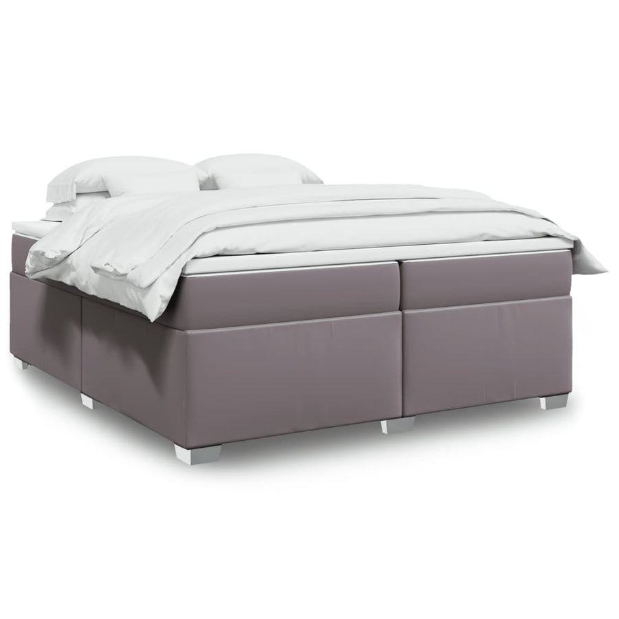 Boxspring met matras kunstleer grijs 200x200 cm