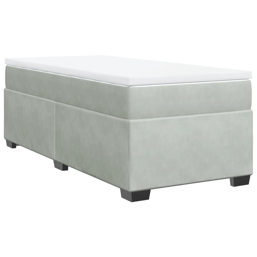 Boxspring met matras fluweel lichtgrijs 80x200 cm