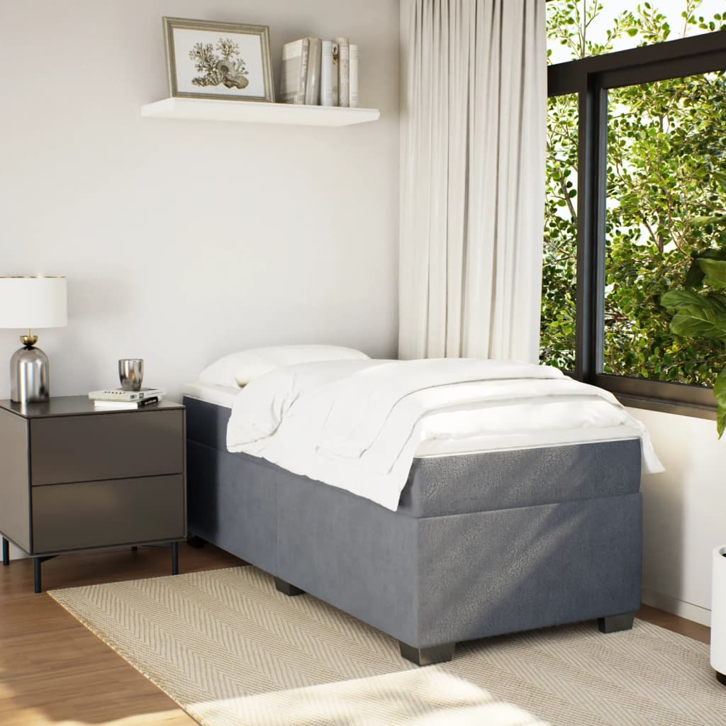 Boxspring met matras fluweel donkergrijs 80x200 cm