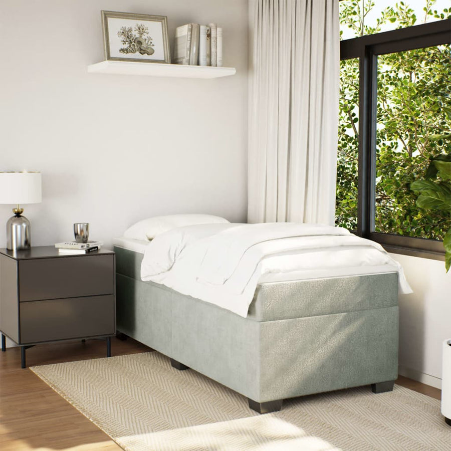Boxspring met matras fluweel lichtgrijs 90x190 cm