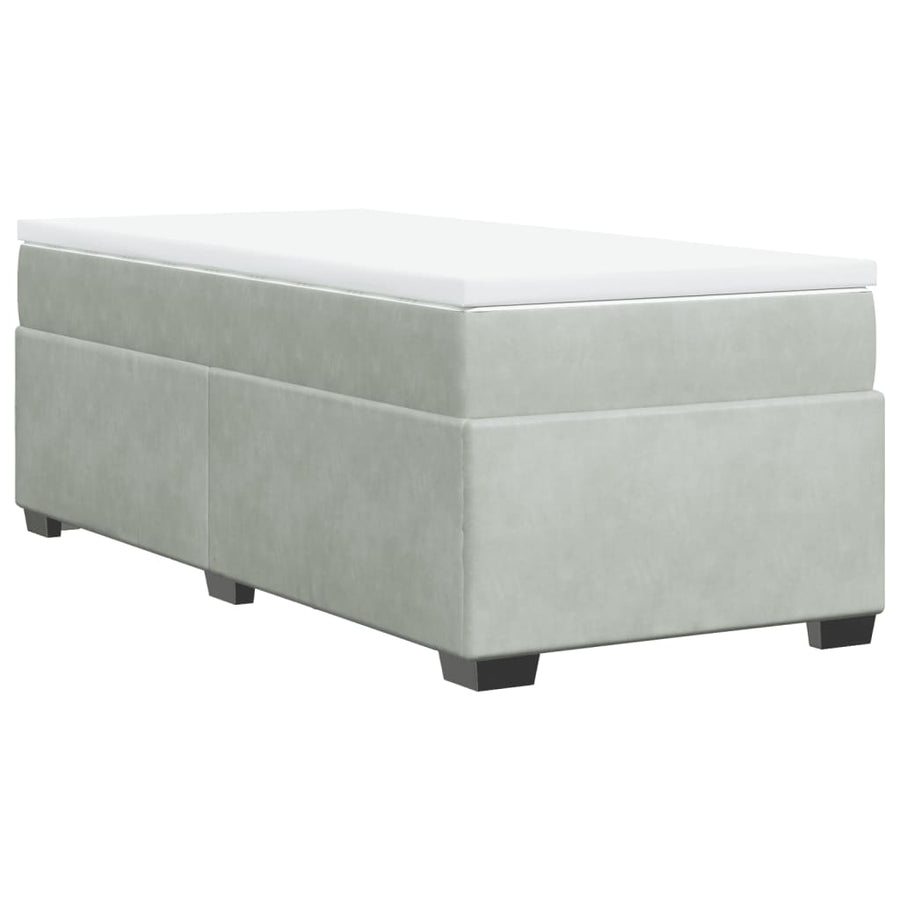 Boxspring met matras fluweel lichtgrijs 90x190 cm