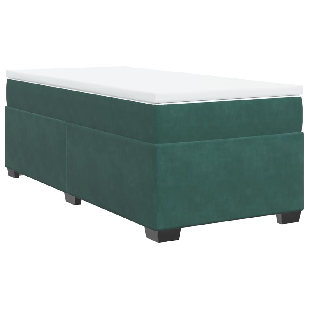 Boxspring met matras fluweel donkergroen 90x190 cm