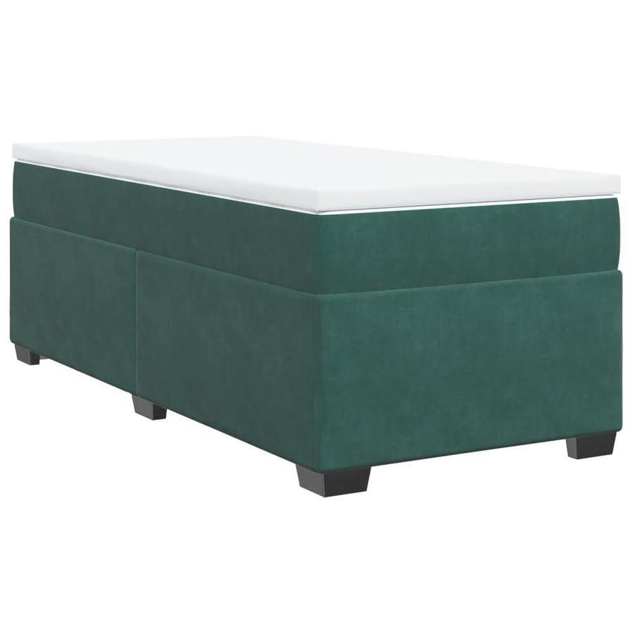 Boxspring met matras fluweel donkergroen 90x190 cm