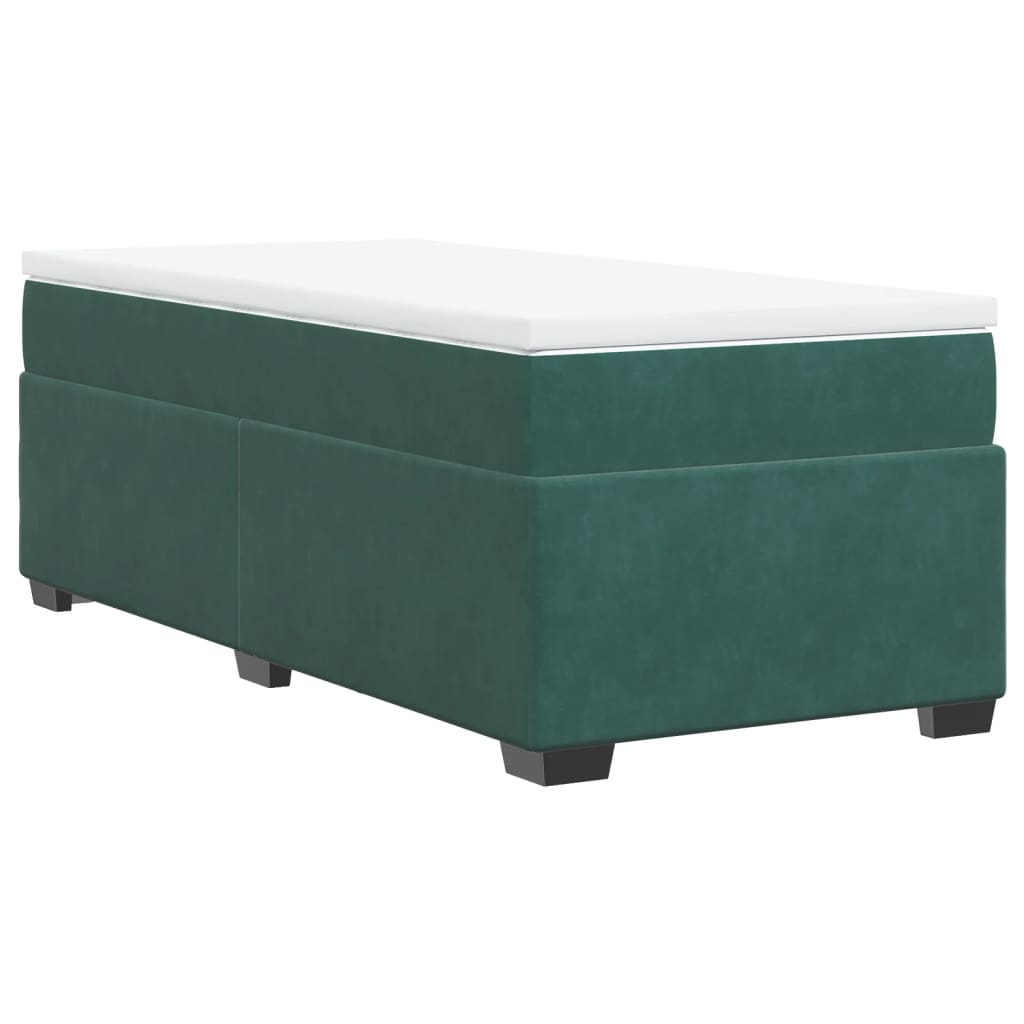 Boxspring met matras fluweel donkergroen 90x190 cm