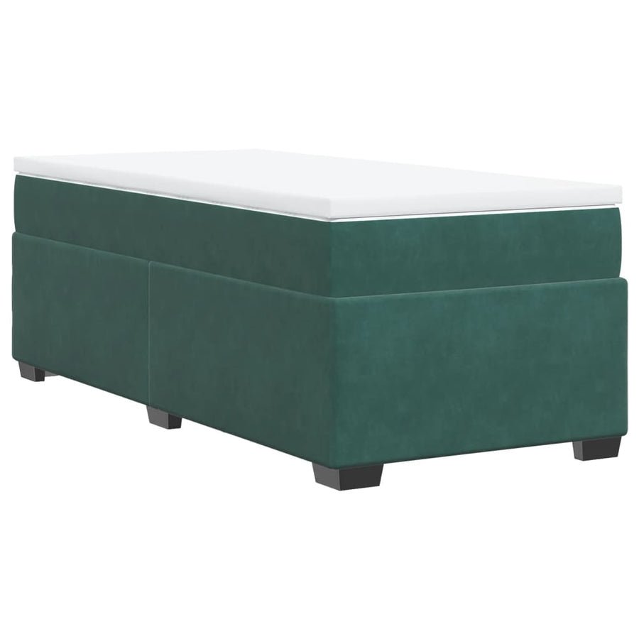 Boxspring met matras fluweel donkergroen 90x190 cm