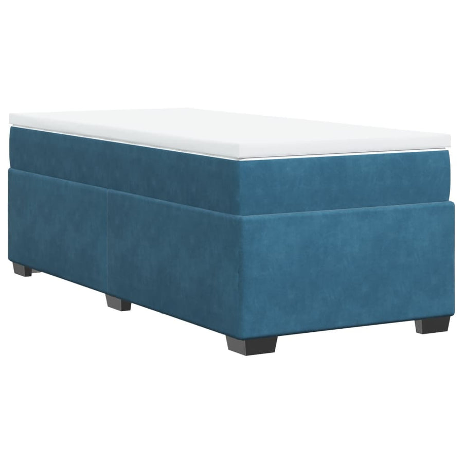 Boxspring met matras fluweel donkerblauw 90x190 cm