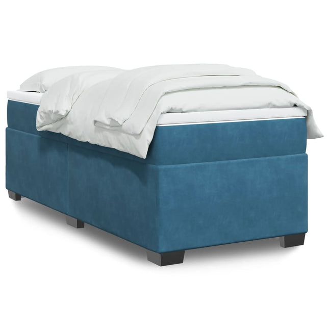 Boxspring met matras fluweel donkerblauw 90x190 cm