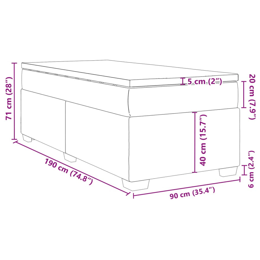 Boxspring met matras fluweel roze 90x190 cm