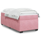 Boxspring met matras fluweel roze 90x190 cm