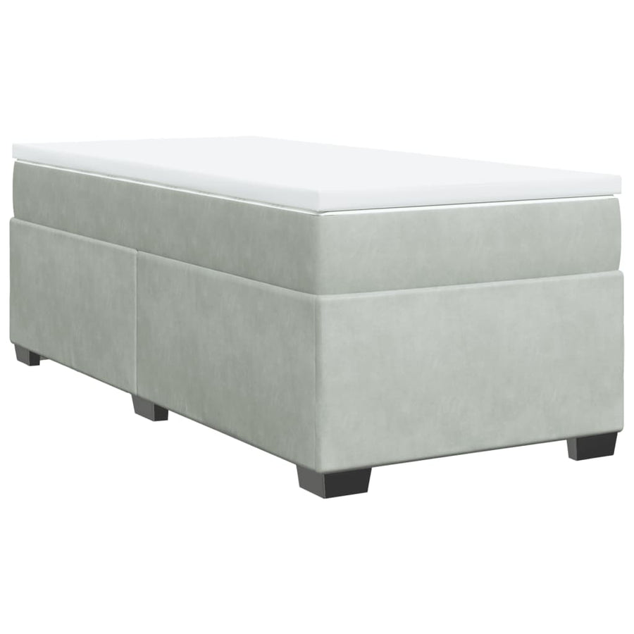 Boxspring met matras fluweel lichtgrijs 90x200 cm