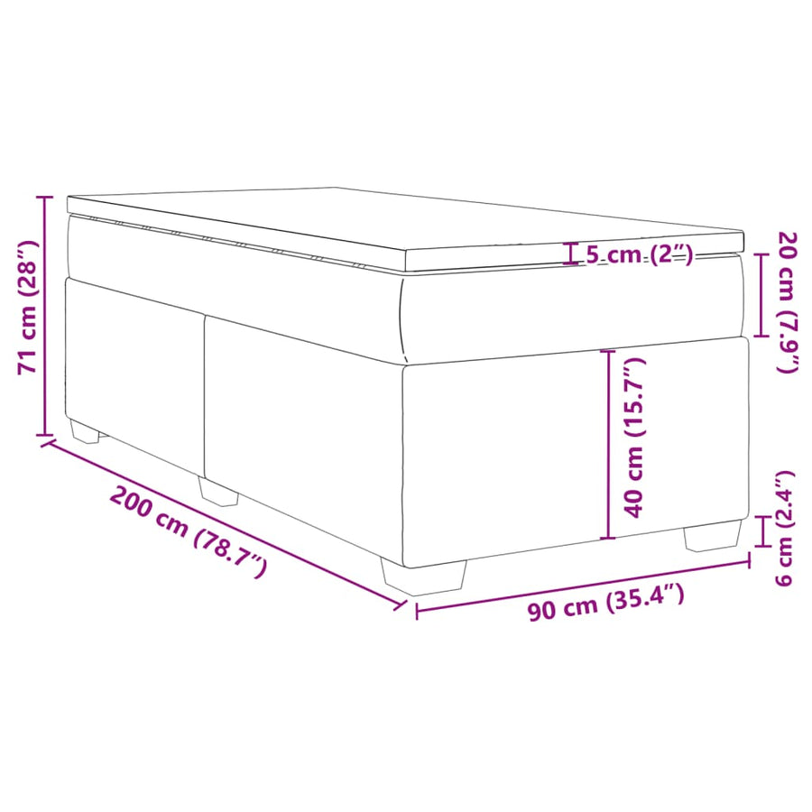 Boxspring met matras fluweel lichtgrijs 90x200 cm