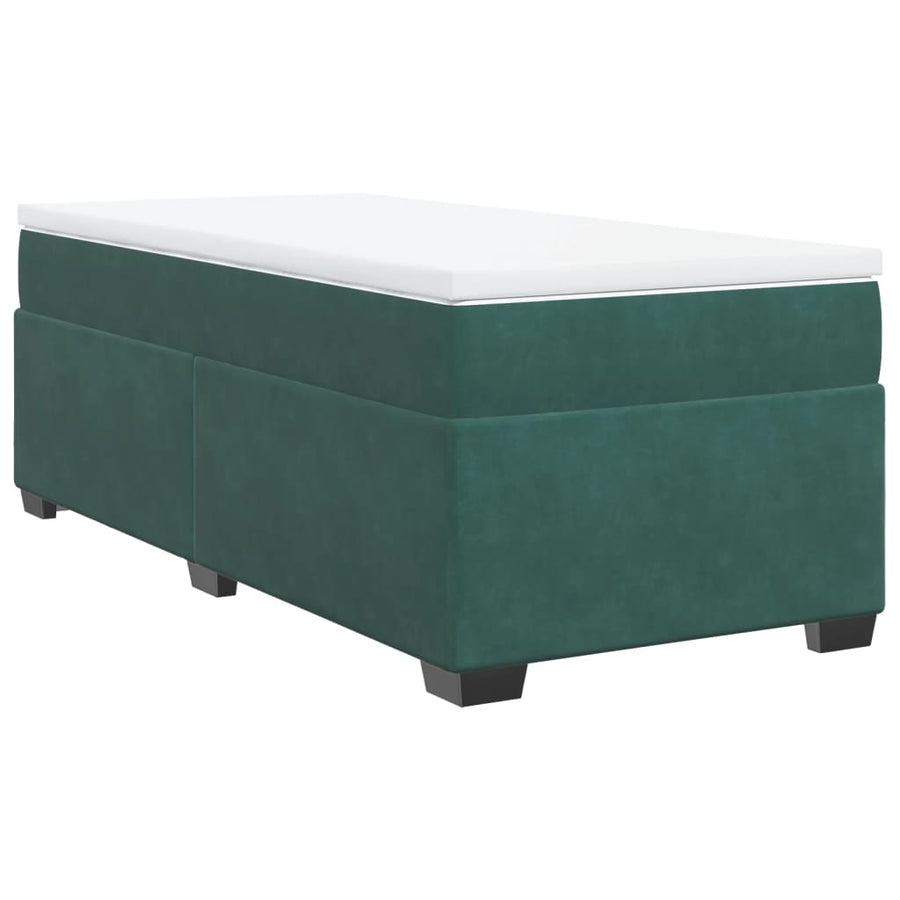 Boxspring met matras fluweel donkergroen 90x200 cm