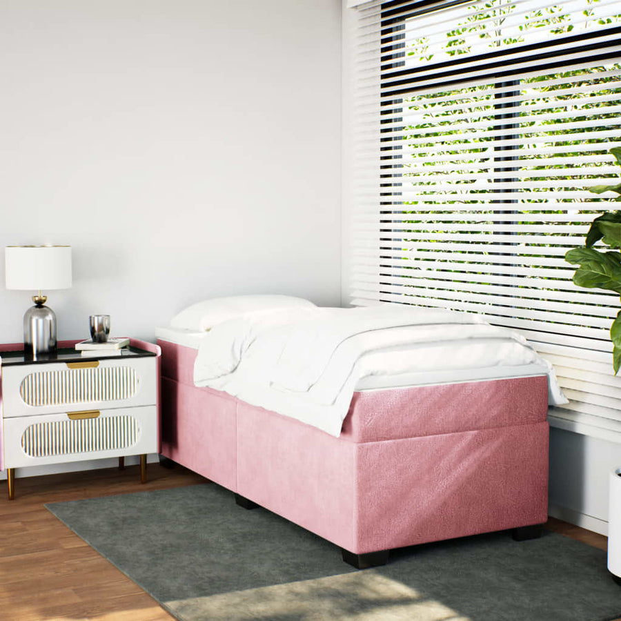 Boxspring met matras fluweel roze 90x200 cm