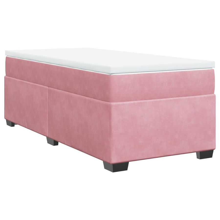 Boxspring met matras fluweel roze 90x200 cm