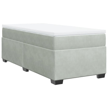 Boxspring met matras fluweel lichtgrijs 100x200 cm