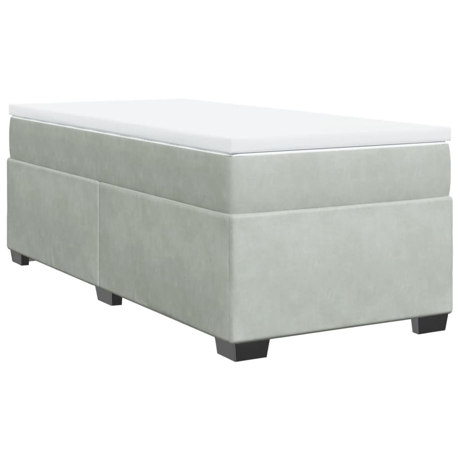 Boxspring met matras fluweel lichtgrijs 100x200 cm