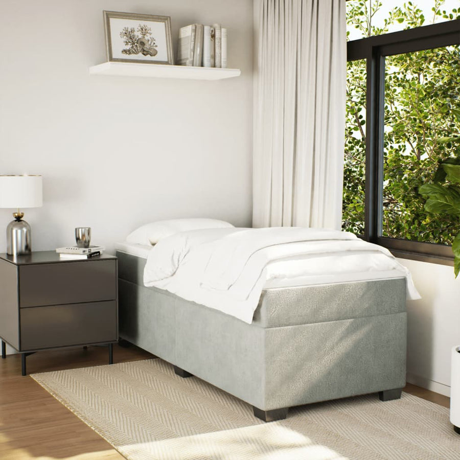Boxspring met matras fluweel lichtgrijs 100x200 cm