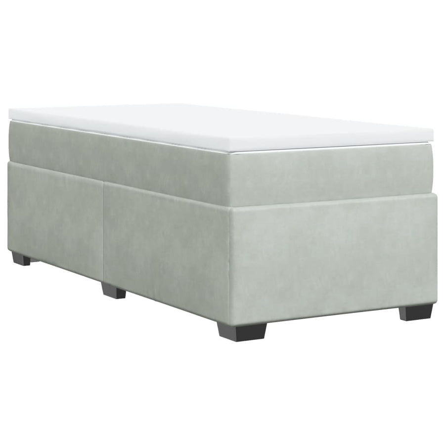 Boxspring met matras fluweel lichtgrijs 100x200 cm