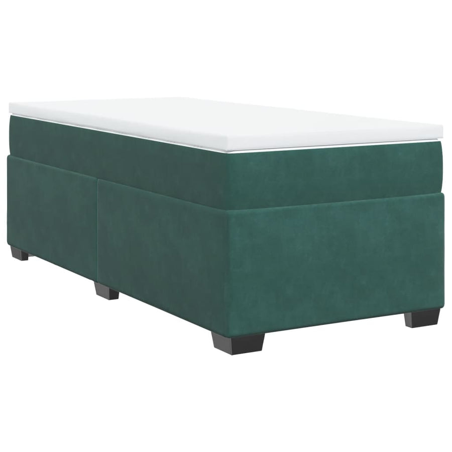 Boxspring met matras fluweel donkergroen 100x200 cm