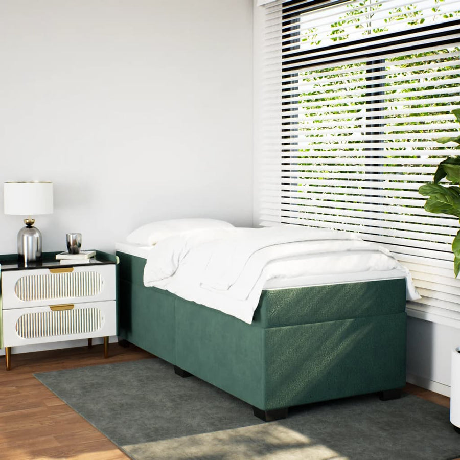 Boxspring met matras fluweel donkergroen 100x200 cm