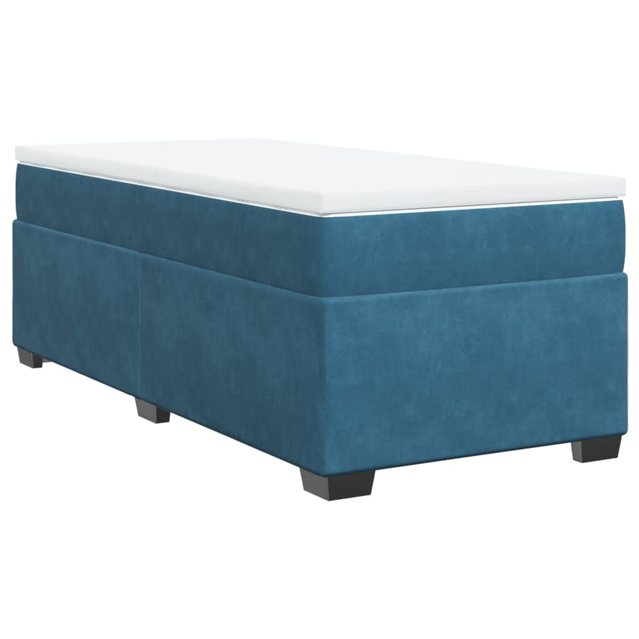 Boxspring met matras fluweel donkerblauw 100x200 cm
