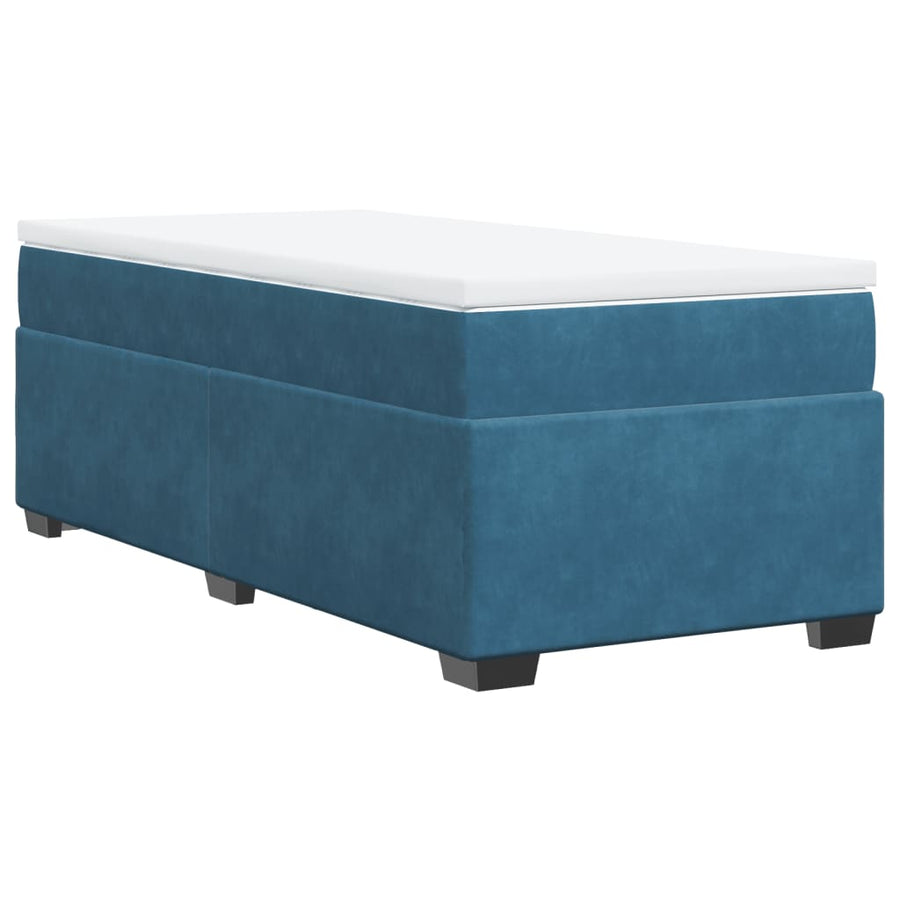 Boxspring met matras fluweel donkerblauw 100x200 cm