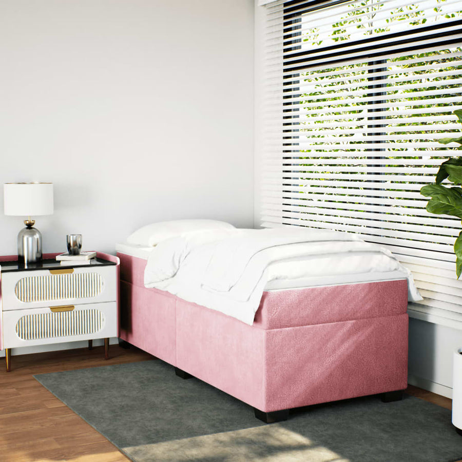 Boxspring met matras fluweel roze 100x200 cm