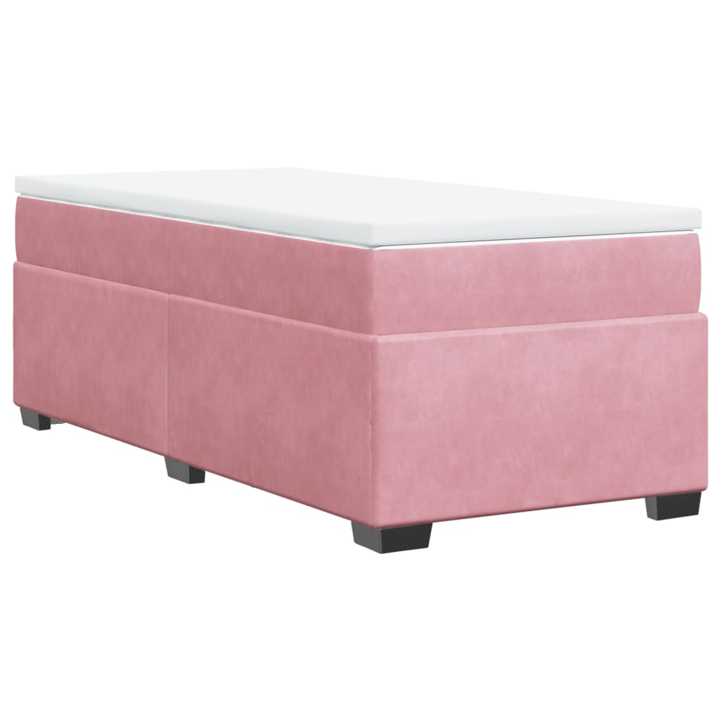 Boxspring met matras fluweel roze 100x200 cm