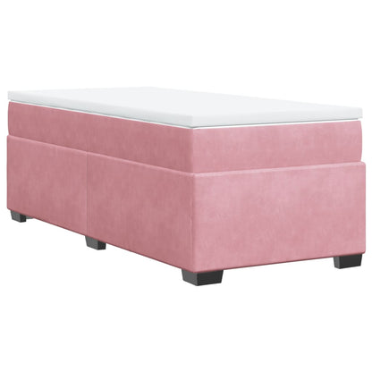 Boxspring met matras fluweel roze 100x200 cm