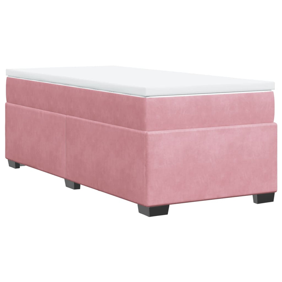 Boxspring met matras fluweel roze 100x200 cm