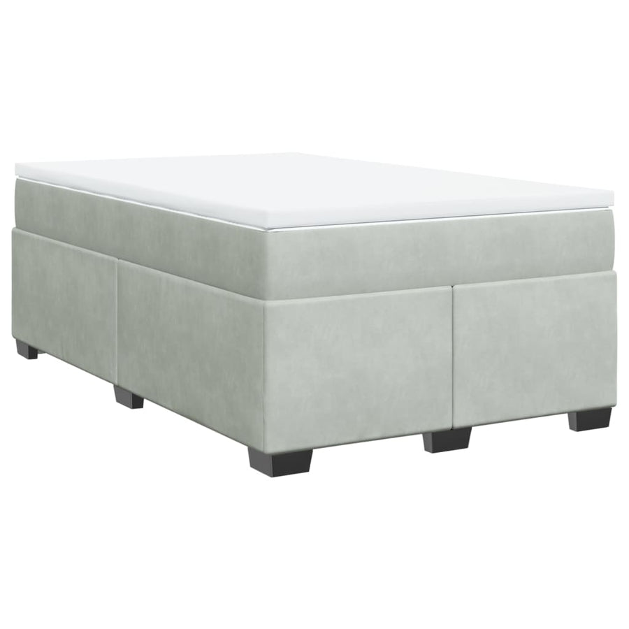 Boxspring met matras fluweel lichtgrijs 120x190 cm