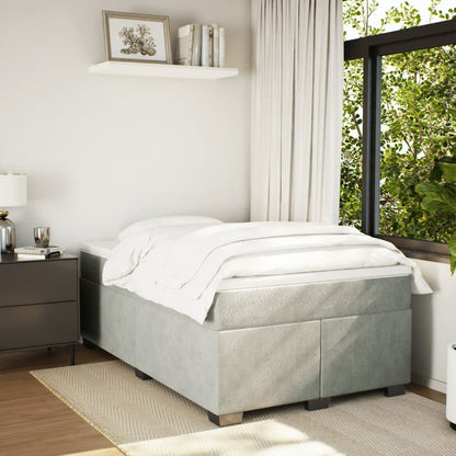 Boxspring met matras fluweel lichtgrijs 120x190 cm