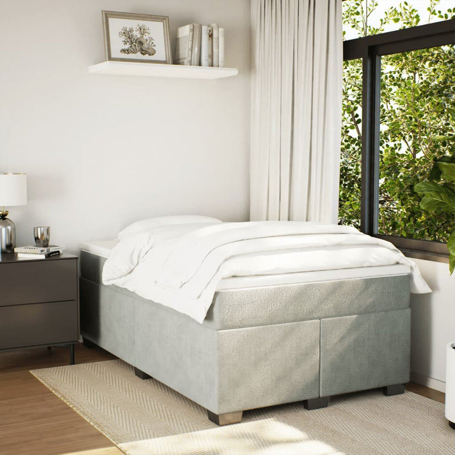 Boxspring met matras fluweel lichtgrijs 120x190 cm