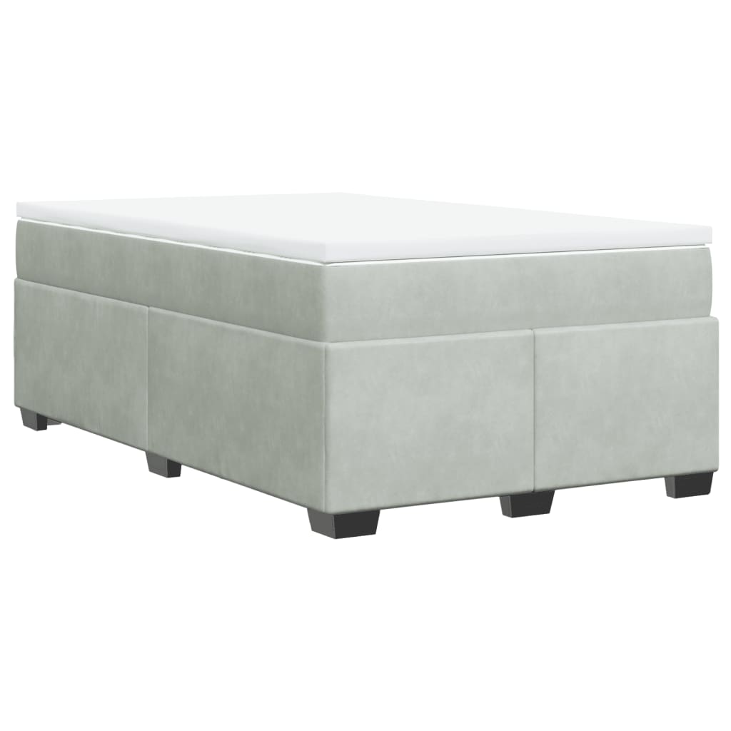Boxspring met matras fluweel lichtgrijs 120x190 cm