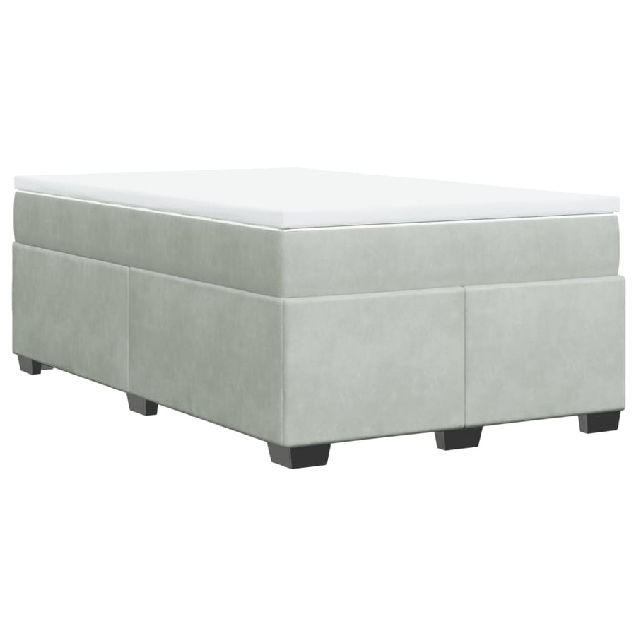 Boxspring met matras fluweel lichtgrijs 120x190 cm