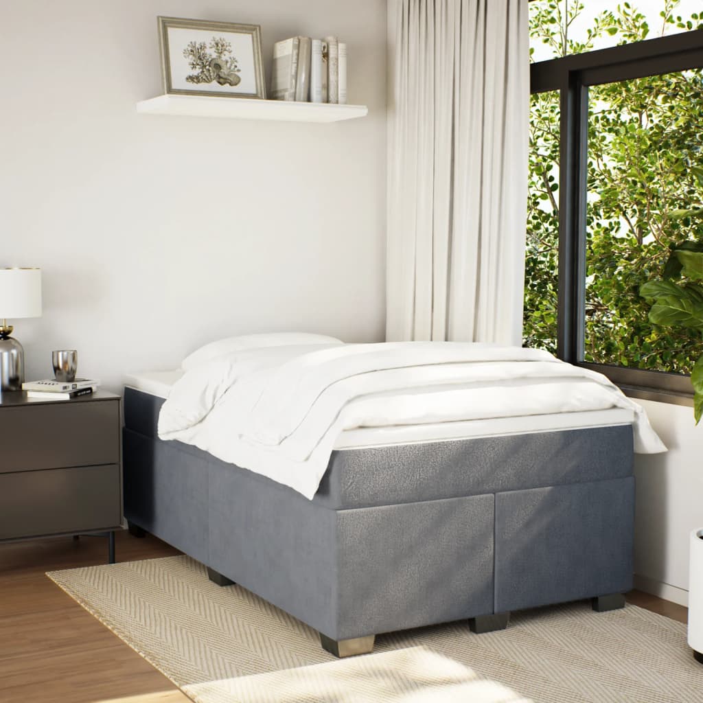 Boxspring met matras fluweel donkergrijs 120x190 cm