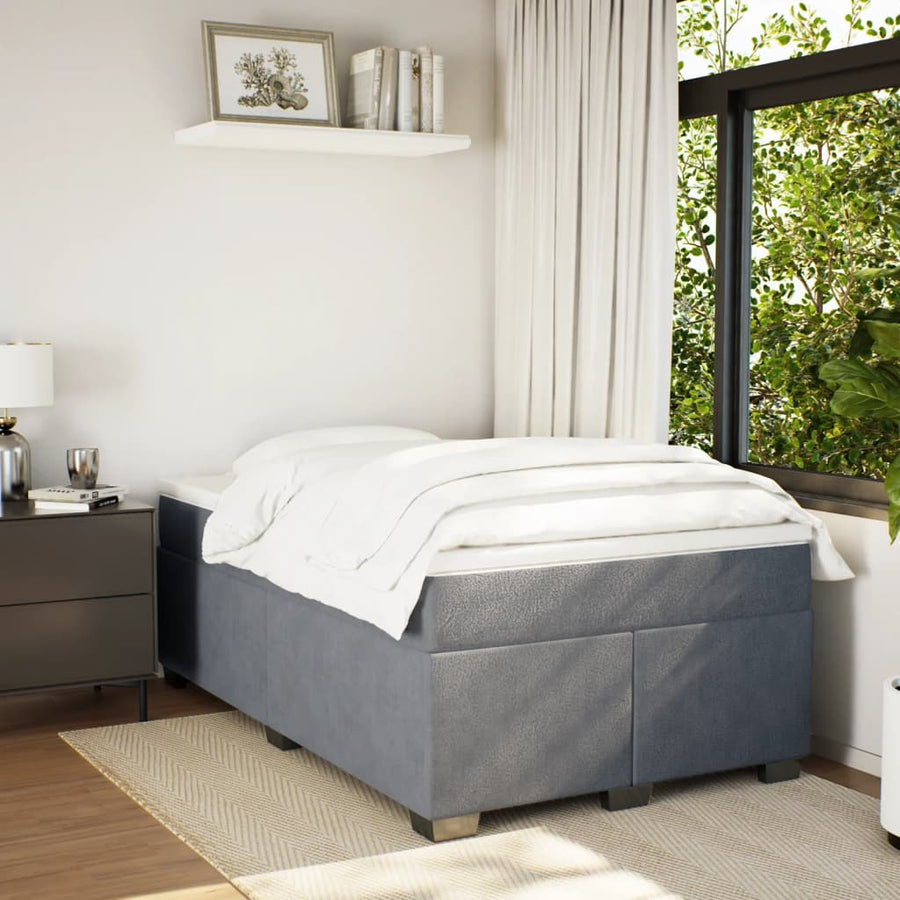 Boxspring met matras fluweel donkergrijs 120x190 cm