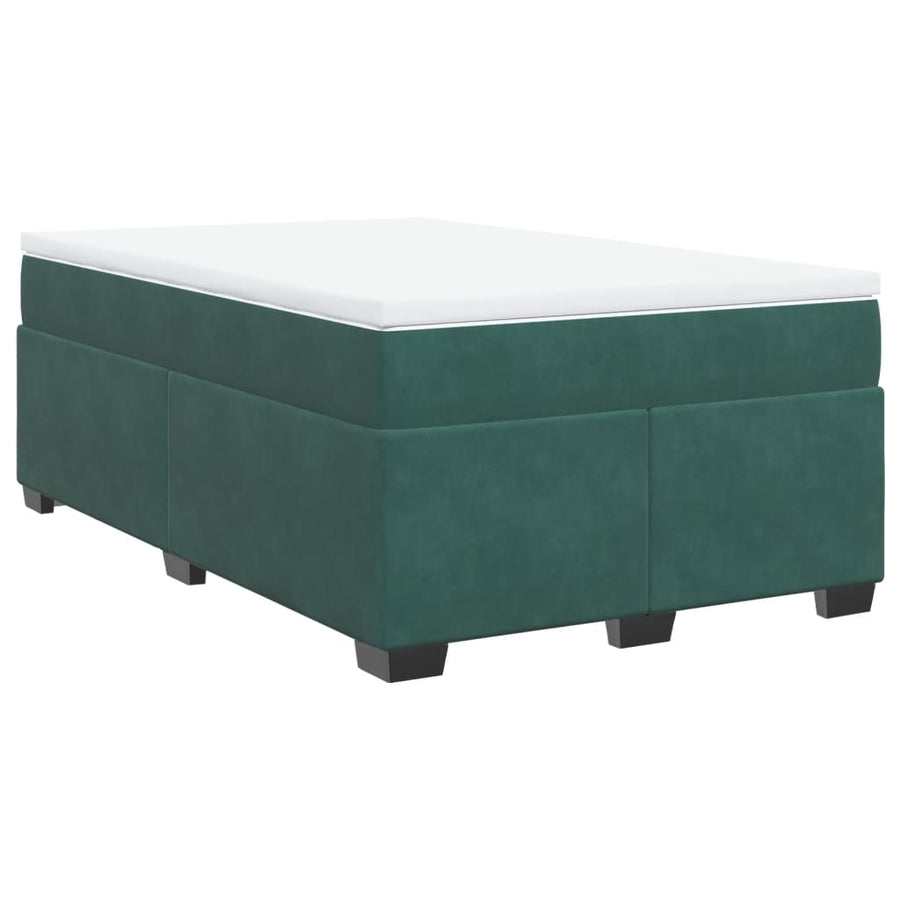 Boxspring met matras fluweel donkergroen 120x190 cm