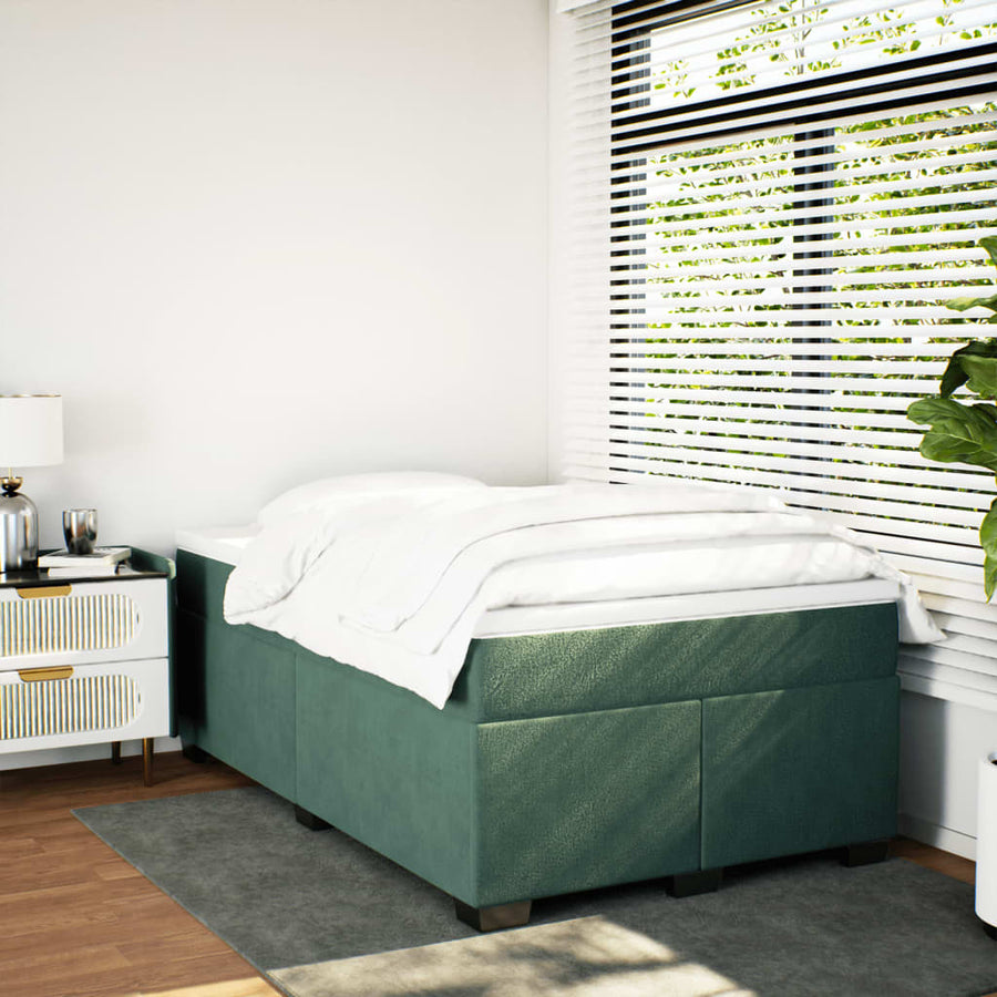 Boxspring met matras fluweel donkergroen 120x190 cm