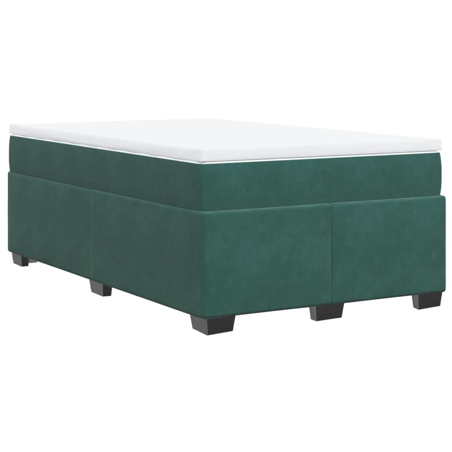 Boxspring met matras fluweel donkergroen 120x190 cm