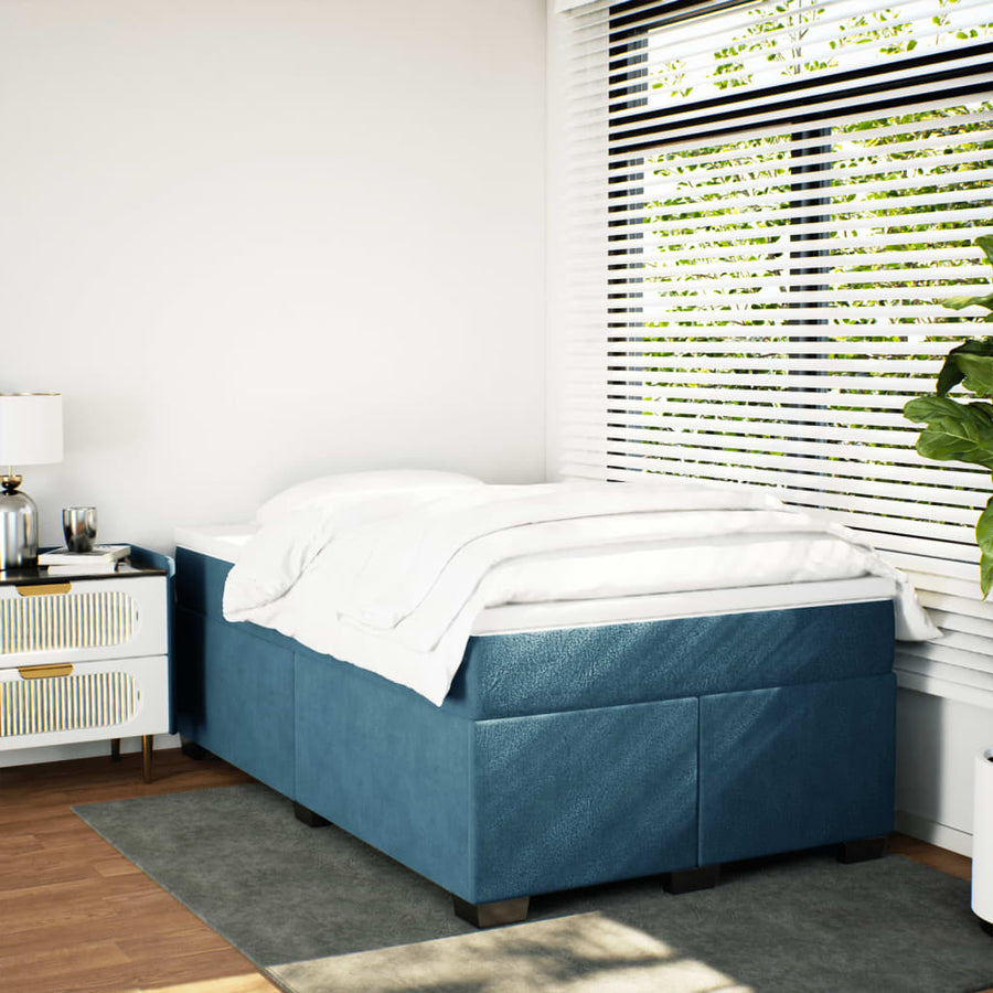 Boxspring met matras fluweel donkerblauw 120x190 cm