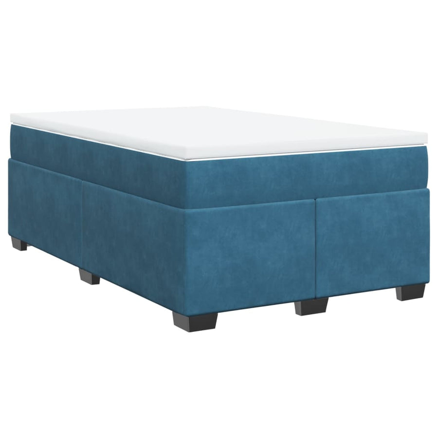 Boxspring met matras fluweel donkerblauw 120x190 cm