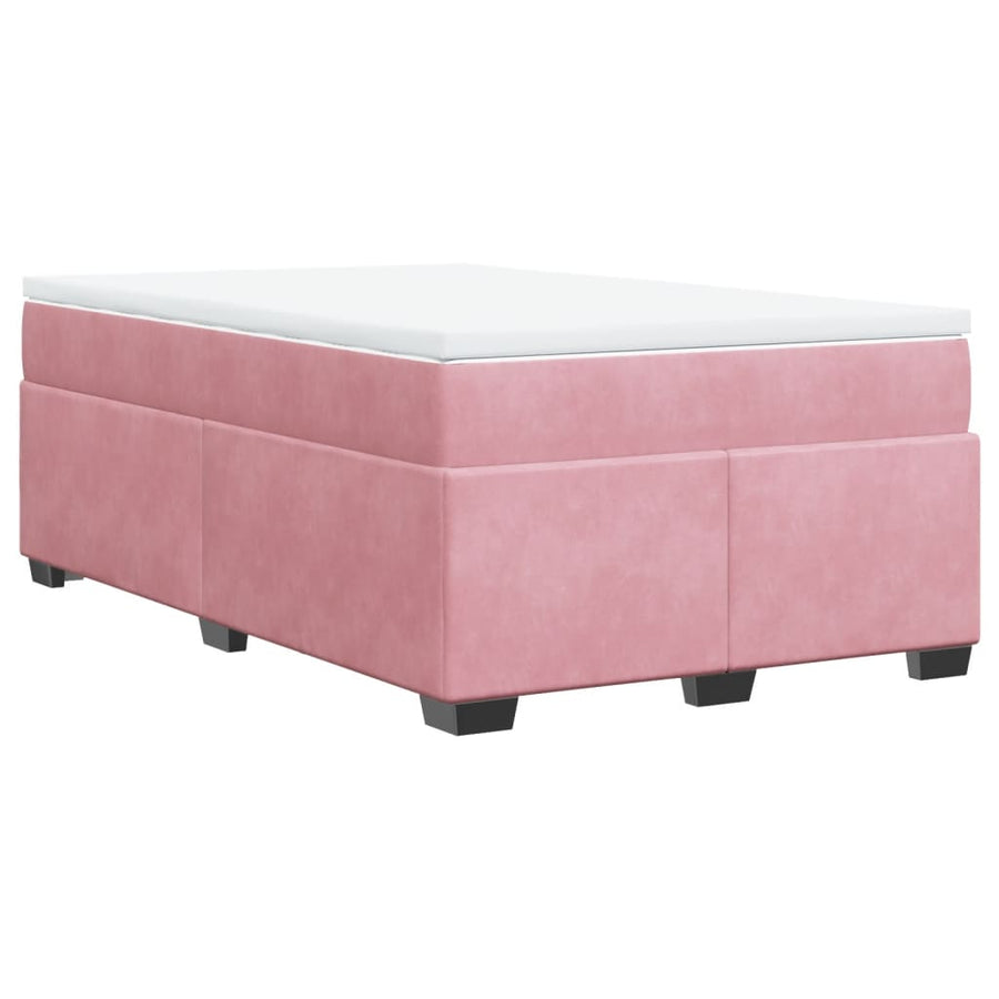 Boxspring met matras fluweel roze 120x190 cm