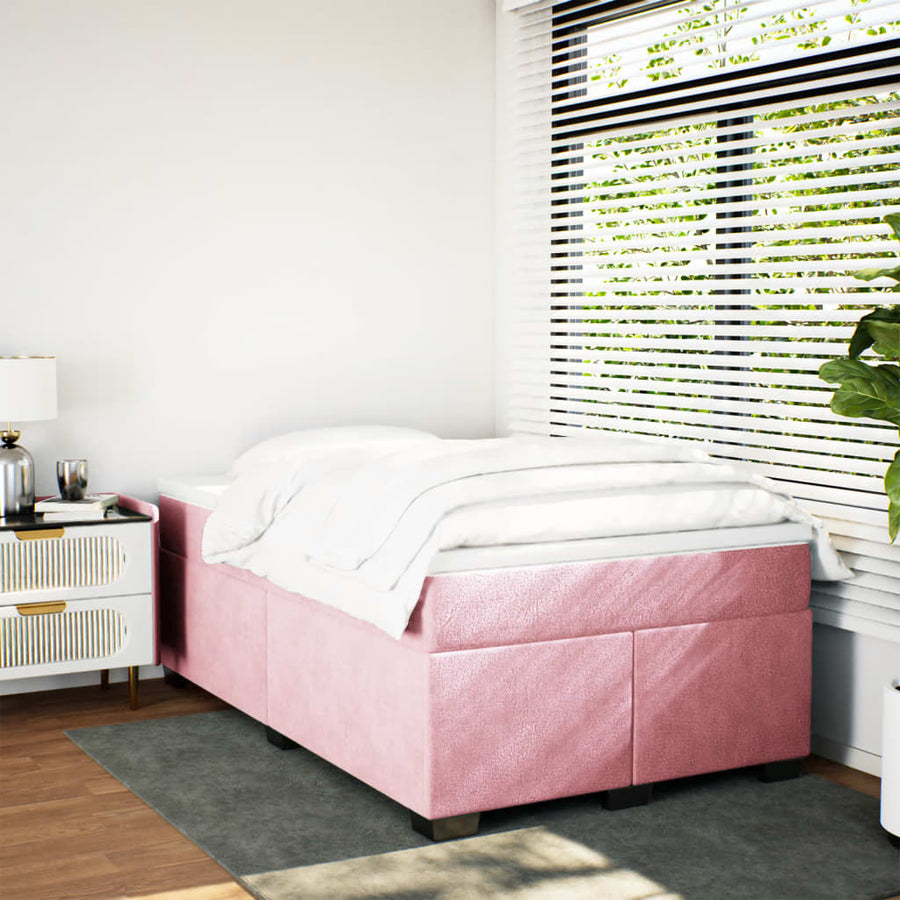 Boxspring met matras fluweel roze 120x190 cm