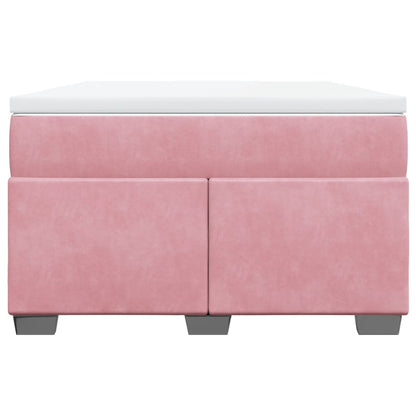 Boxspring met matras fluweel roze 120x190 cm