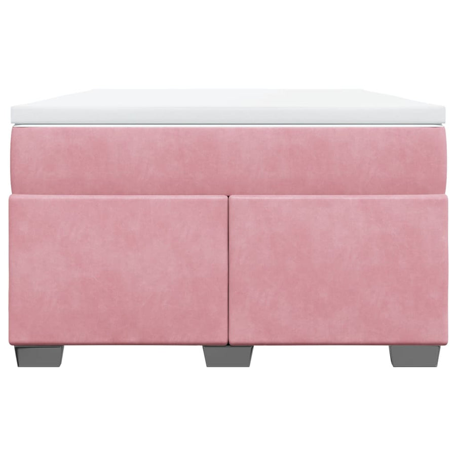 Boxspring met matras fluweel roze 120x190 cm