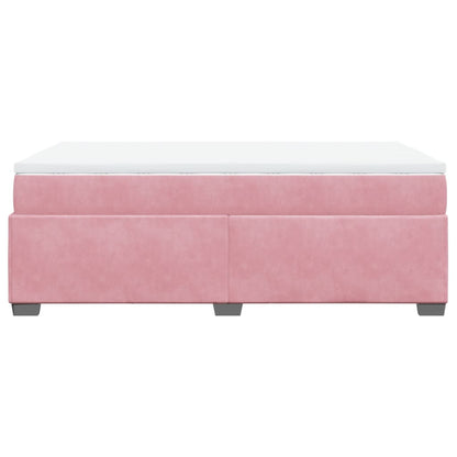 Boxspring met matras fluweel roze 120x190 cm
