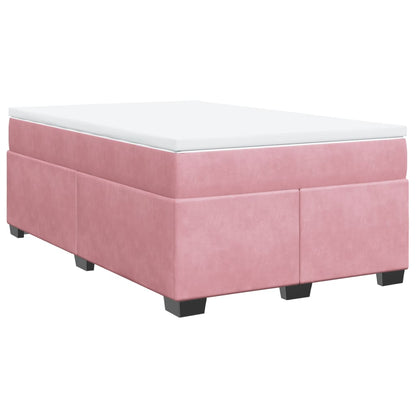 Boxspring met matras fluweel roze 120x190 cm
